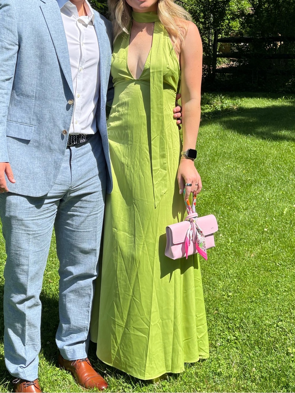 Green Revolve wedding guest dress
